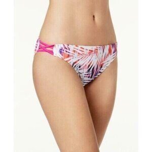 NWT Go Gossip Pink Palm Strappy Cheeky Bikini Swim Bottoms #95367